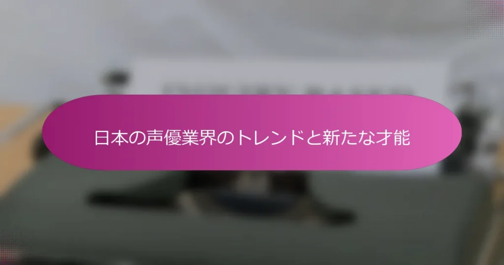 日本の声優業界のトレンドと新たな才能