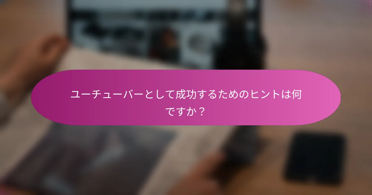 ユーチューバーとして成功するためのヒントは何ですか？